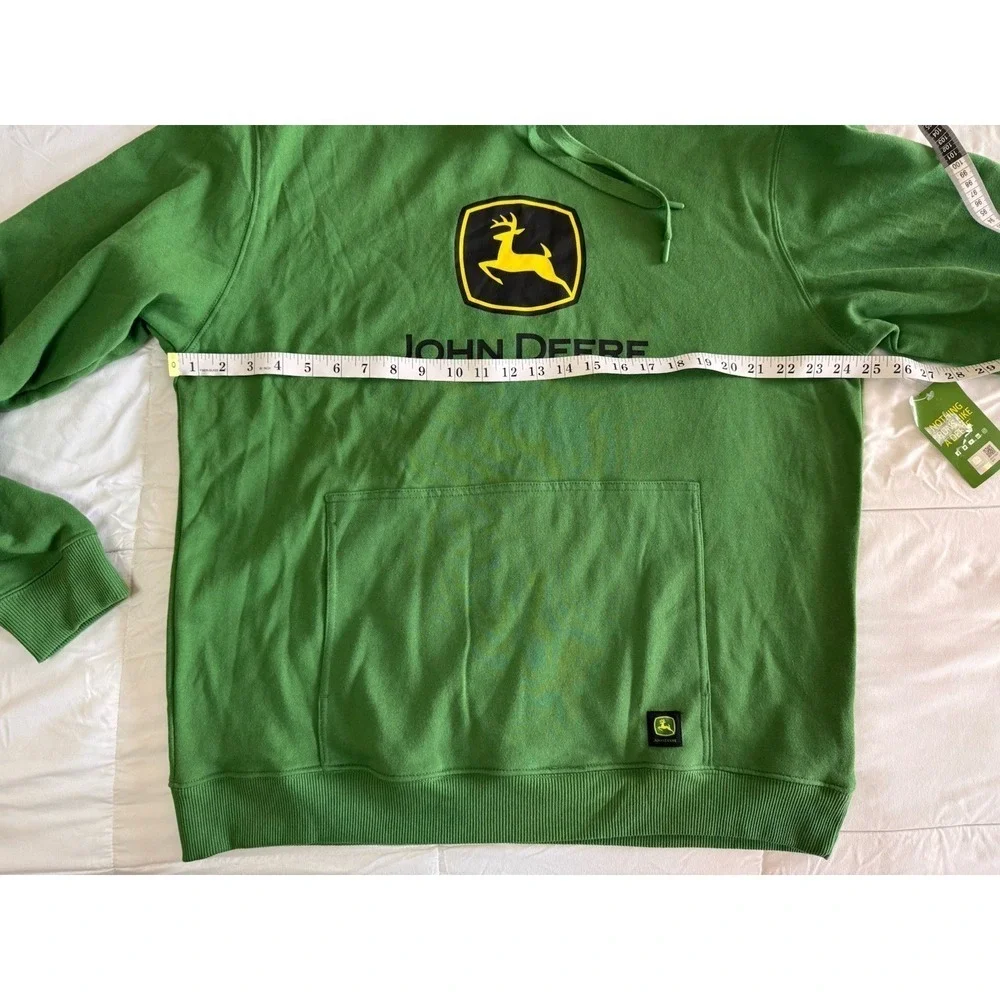 New JOHN DEERE Hoodie Size Large Big Logo Green Yellow Workwear Sweatshirt